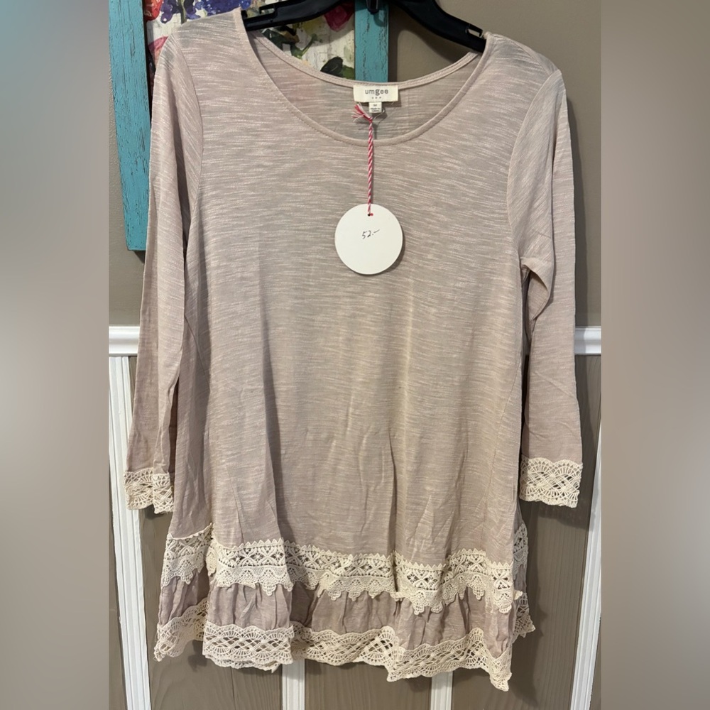Umgee Blush Pink Lace-Trim Tunic